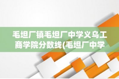 ​毛坦厂镇毛坦厂中学义乌工商学院分数线(毛坦厂中学和义乌工商学院分数线详解)