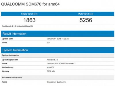 ​高通骁龙670跑分曝光 性能提升约13%