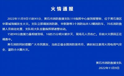 ​2人被行拘！黄石这起火灾事故原因已查明