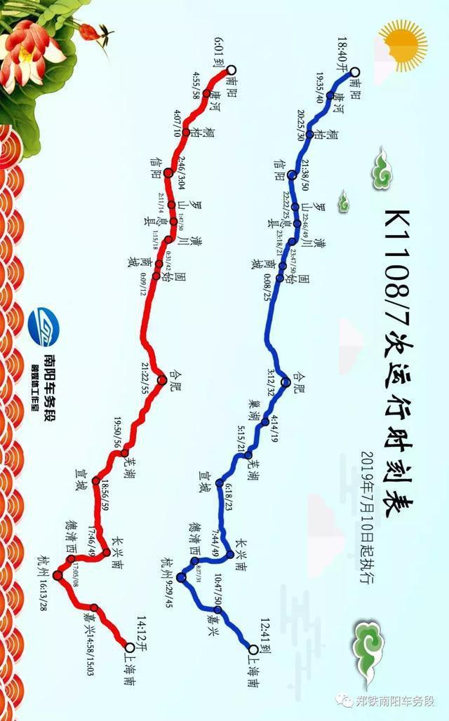 K1107次列车优化运行时间，从上海返回南阳缩减6小时