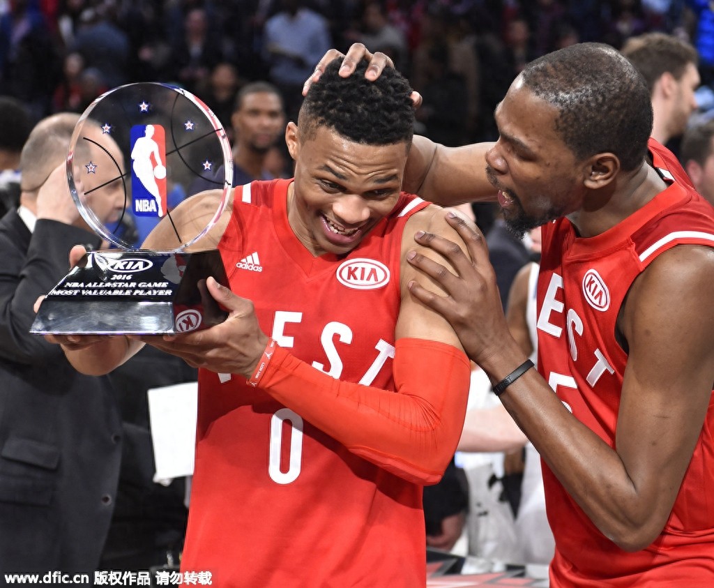 2016全明星正赛：西部196-173东部 威少再获MVP